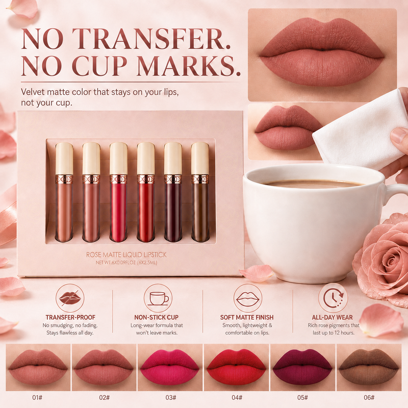 Get Rose Matte Lips Instantly! Long-Lasting Liquid Lipstick