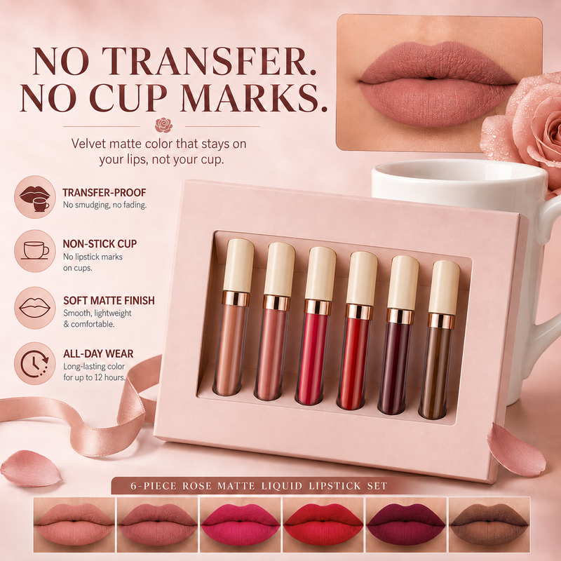 Get Rose Matte Lips Instantly! Long-Lasting Liquid Lipstick