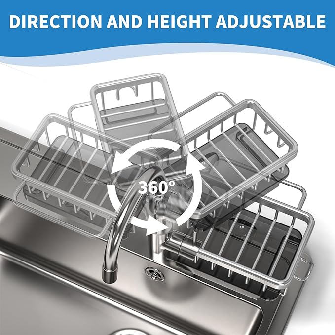 Organize Sinks Instantly! Rustproof Faucet Sponge Holder Rack