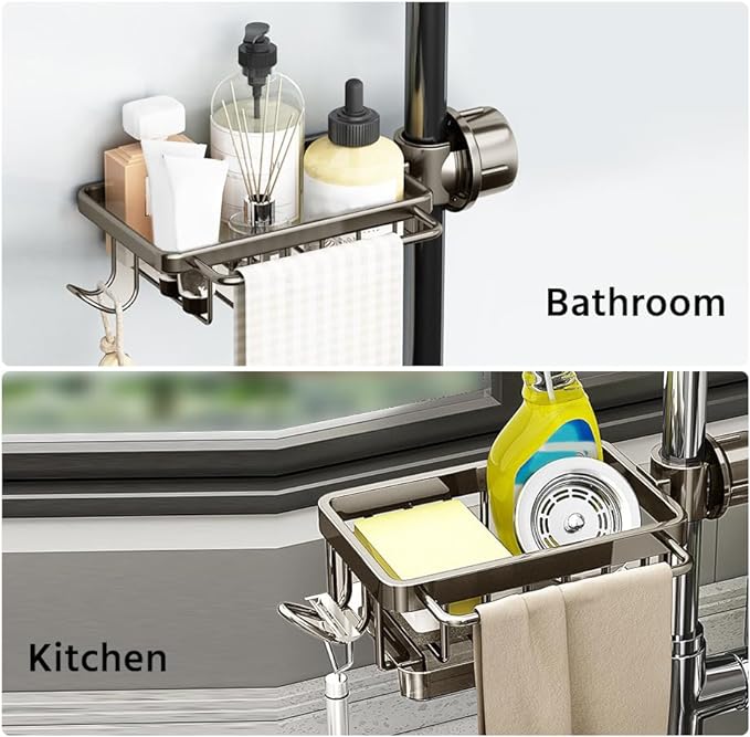 Organize Sinks Instantly! Rustproof Faucet Sponge Holder Rack