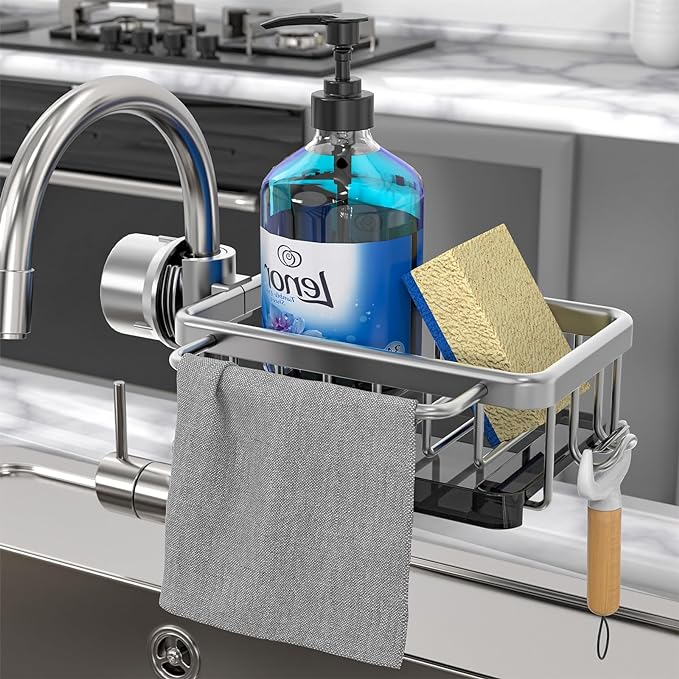 Organize Sinks Instantly! Rustproof Faucet Sponge Holder Rack