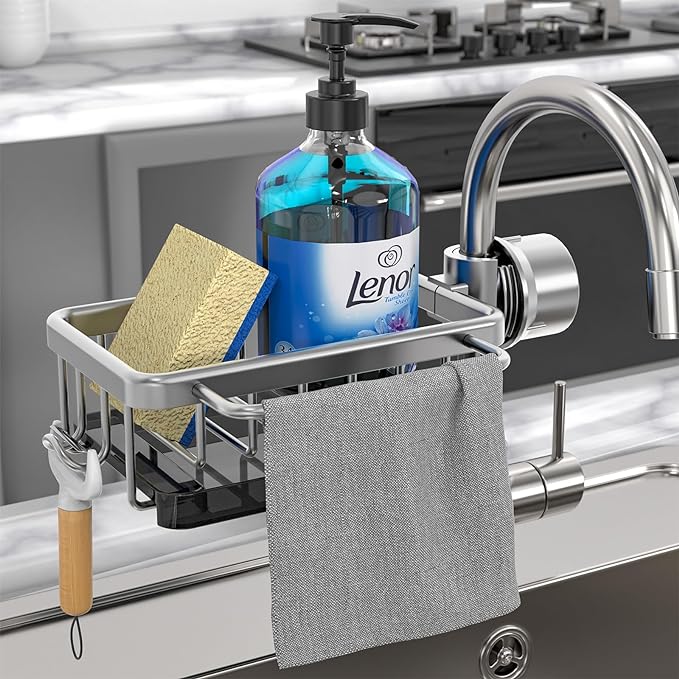 Organize Sinks Instantly! Rustproof Faucet Sponge Holder Rack