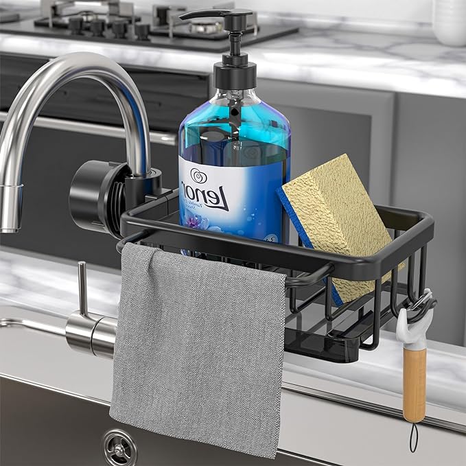 Organize Sinks Instantly! Rustproof Faucet Sponge Holder Rack
