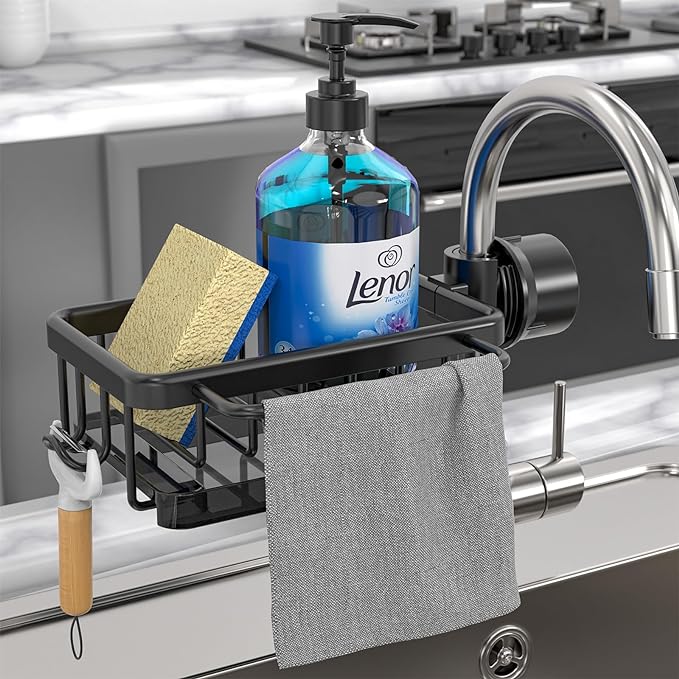Organize Sinks Instantly! Rustproof Faucet Sponge Holder Rack