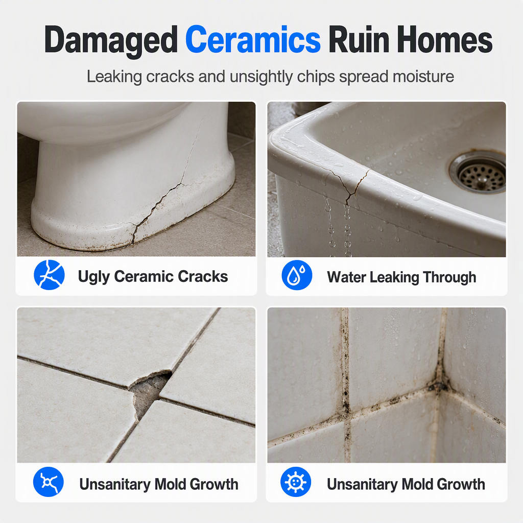 Repair Cracked Ceramic Instantly! Waterproof Tile Repair Paste