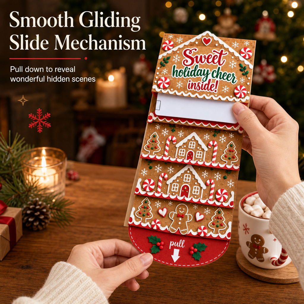 Reveal 3D Holiday Magic Instantly! Sliding Pop-Up Christmas Cards