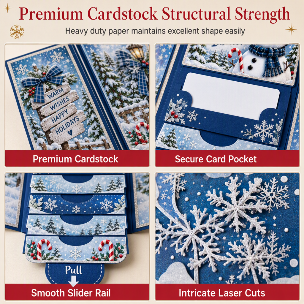 Reveal 3D Holiday Magic Instantly! Sliding Pop-Up Christmas Cards