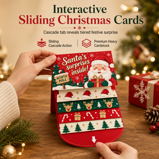 Reveal 3D Holiday Magic Instantly! Sliding Pop-Up Christmas Cards