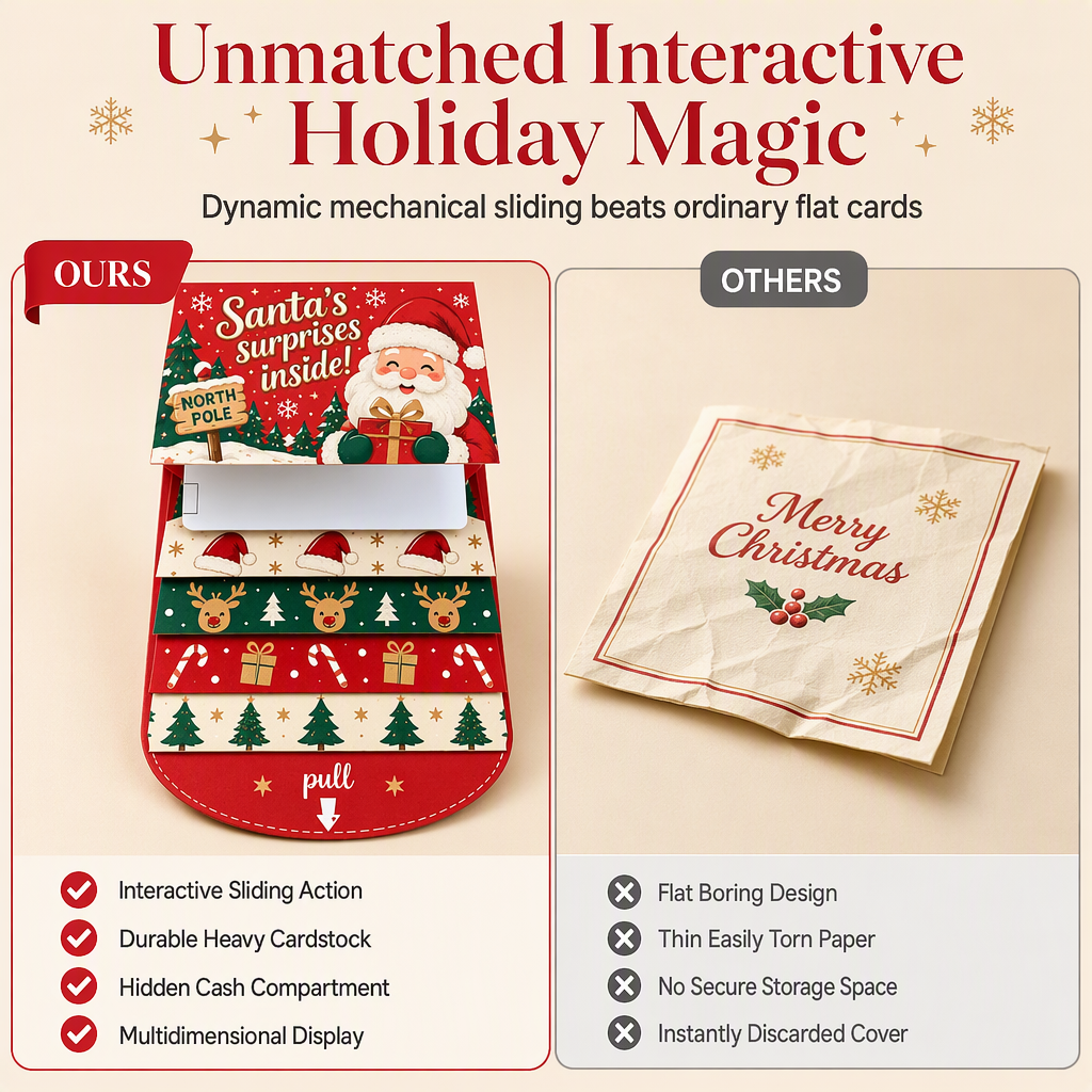 Reveal 3D Holiday Magic Instantly! Sliding Pop-Up Christmas Cards