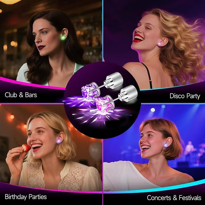 Light Up Parties Instantly! LED Crown Stud Earrings