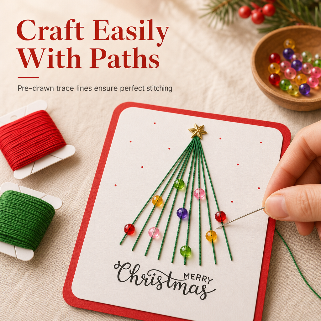 Create Christmas Cards Instantly! DIY Hand-Stitched Greeting Card Kit