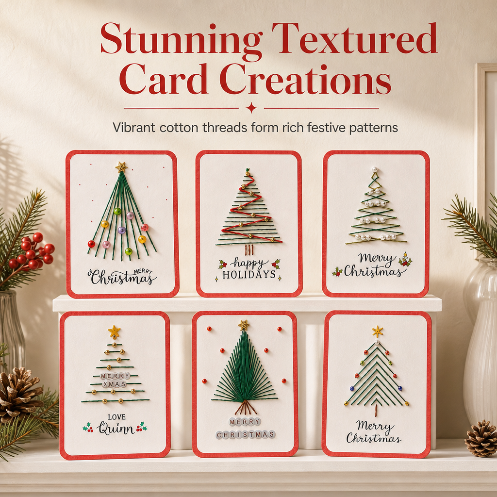 Create Christmas Cards Instantly! DIY Hand-Stitched Greeting Card Kit