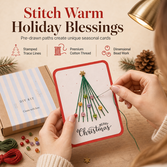 Create Christmas Cards Instantly! DIY Hand-Stitched Greeting Card Kit
