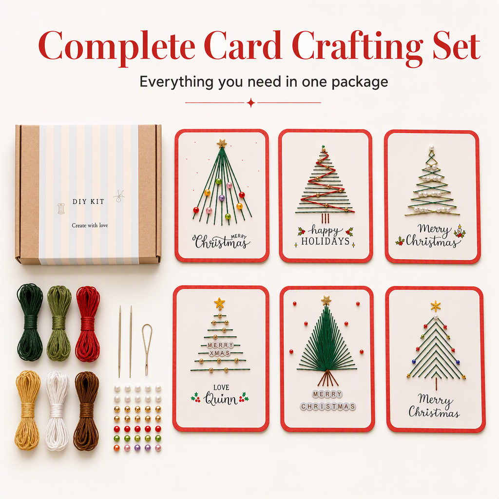 Create Christmas Cards Instantly! DIY Hand-Stitched Greeting Card Kit