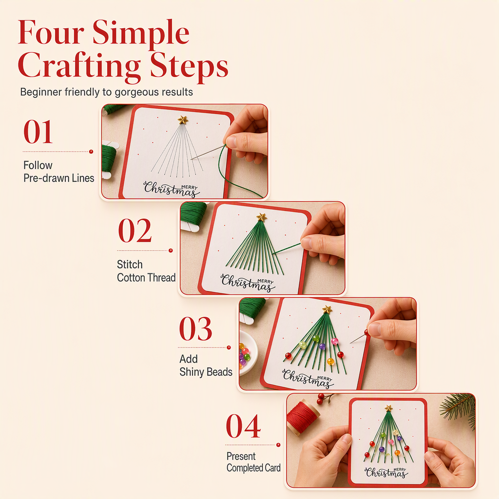 Create Christmas Cards Instantly! DIY Hand-Stitched Greeting Card Kit