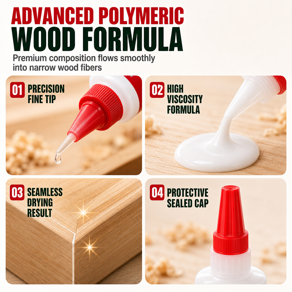 Repair Cracked Wood Instantly! Heavy-Duty Invisible Wood Adhesive