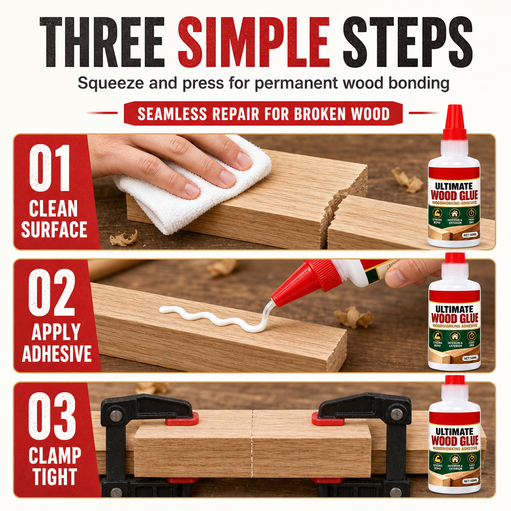 Repair Cracked Wood Instantly! Heavy-Duty Invisible Wood Adhesive