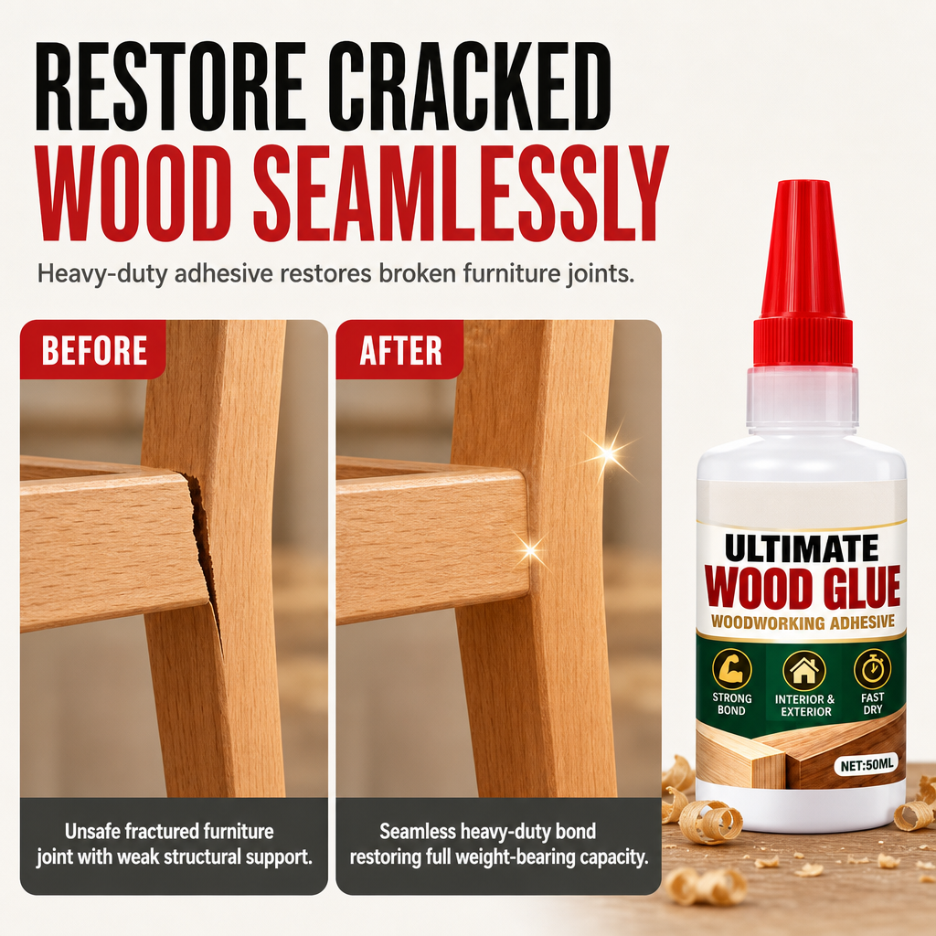 Repair Cracked Wood Instantly! Heavy-Duty Invisible Wood Adhesive