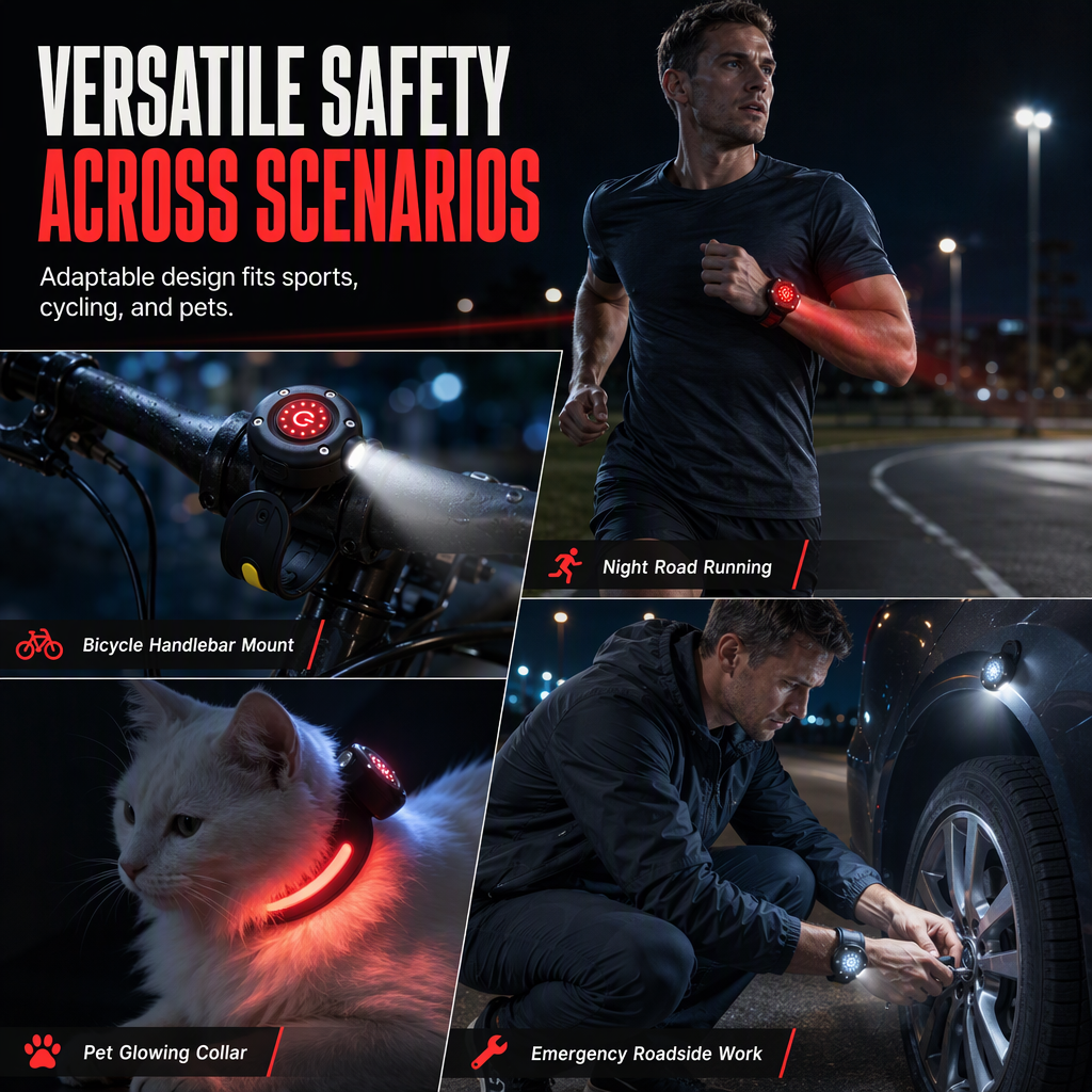 Light Your Run Instantly! LED COB Wrist Safety Light