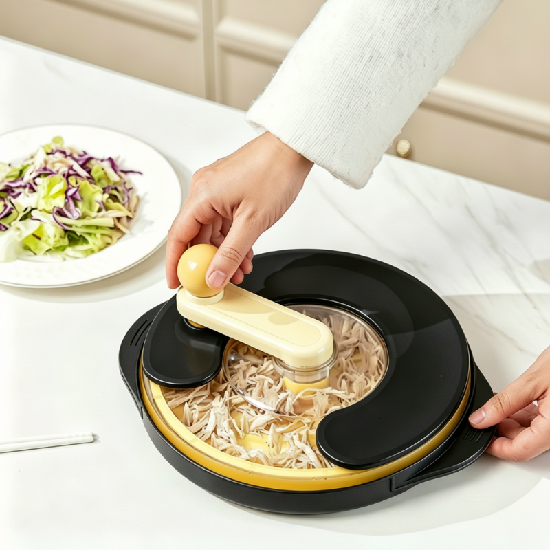 Shred Meat Instantly! Manual Meat Shredder with Rotating Lid