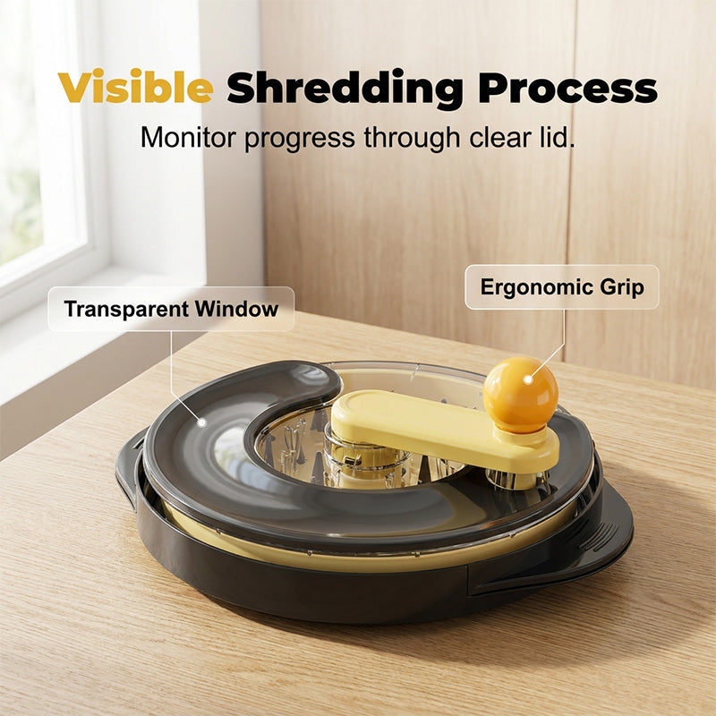 Shred Meat Instantly! Manual Meat Shredder with Rotating Lid