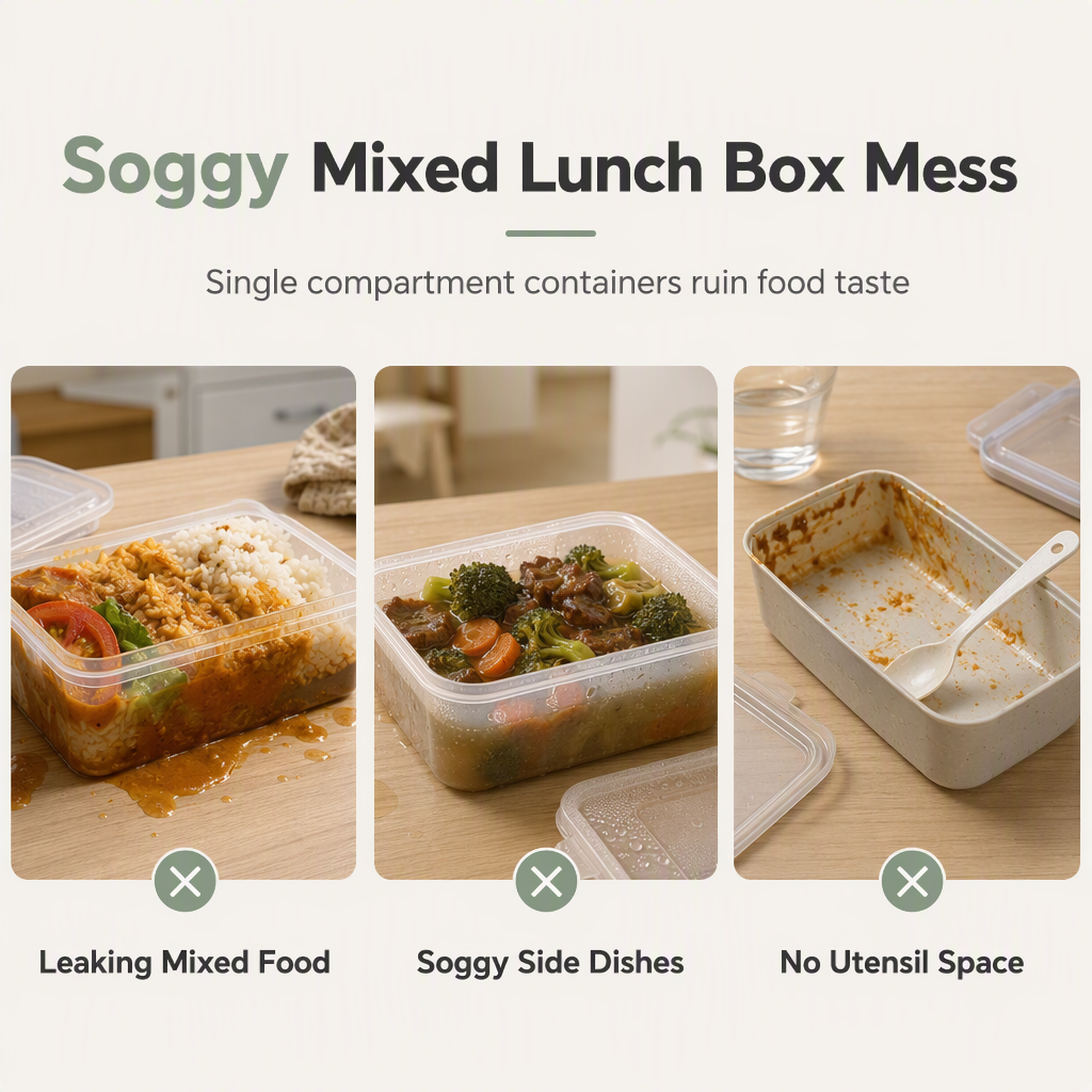Pack Fresh Meals Instantly! 3-Layer Bento Lunch Box with Cutlery