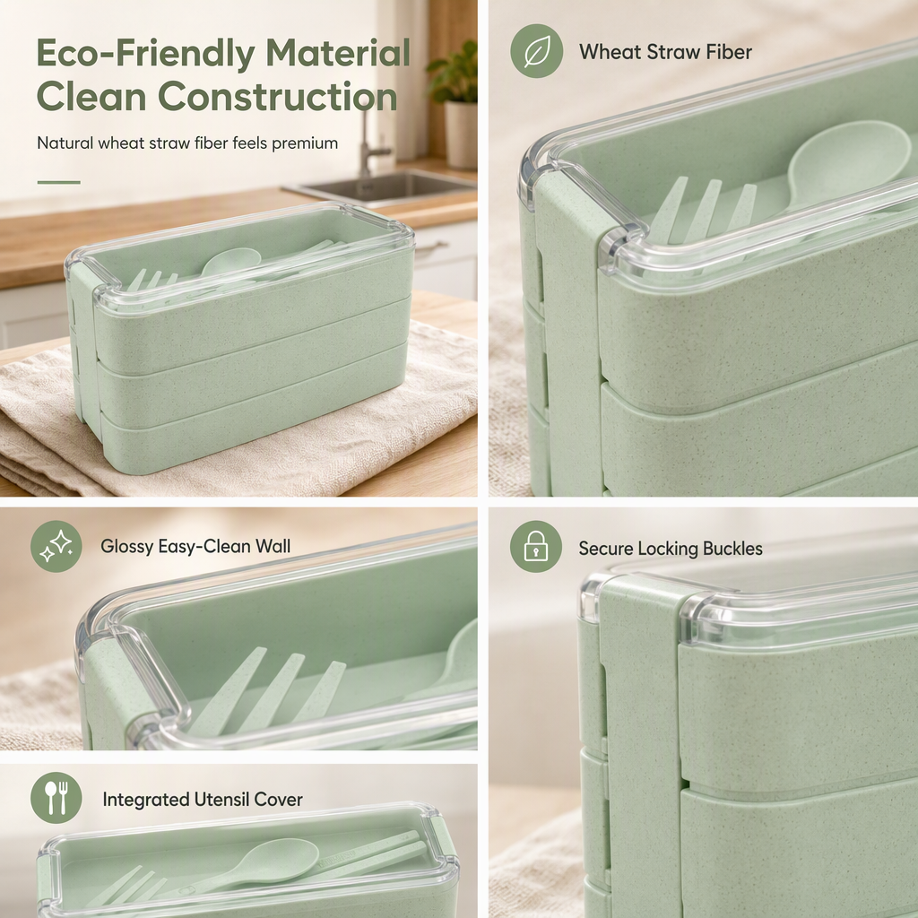 Pack Fresh Meals Instantly! 3-Layer Bento Lunch Box with Cutlery