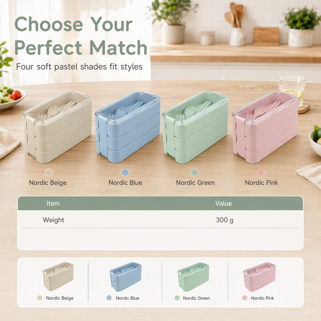 Pack Fresh Meals Instantly! 3-Layer Bento Lunch Box with Cutlery