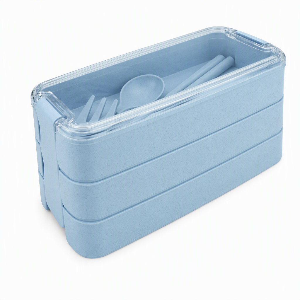 Pack Fresh Meals Instantly! 3-Layer Bento Lunch Box with Cutlery