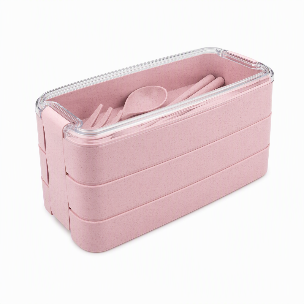 Pack Fresh Meals Instantly! 3-Layer Bento Lunch Box with Cutlery