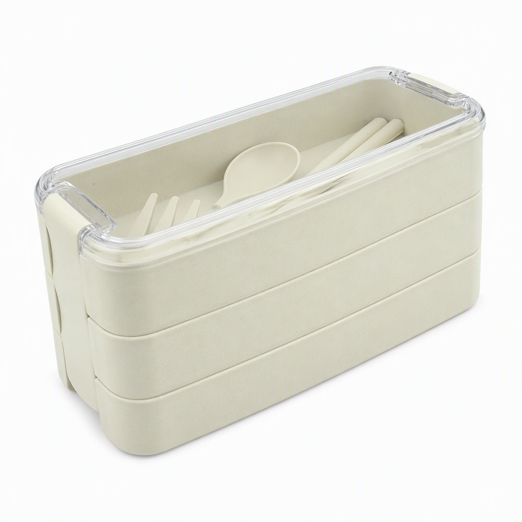 Pack Fresh Meals Instantly! 3-Layer Bento Lunch Box with Cutlery