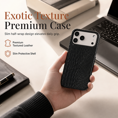 Protect Phones Instantly! Half-Wrap Textured Leather Phone Case