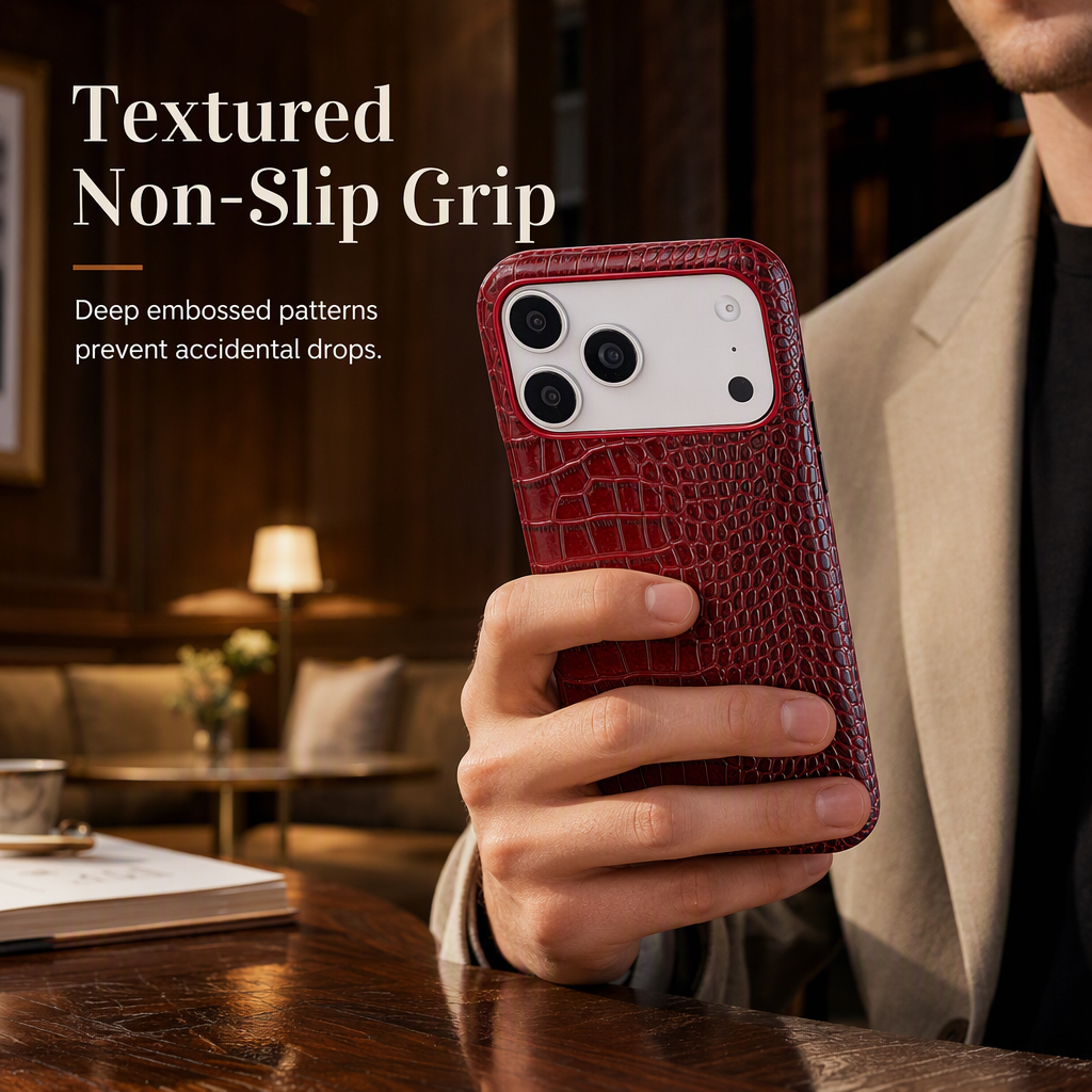 Protect Phones Instantly! Half-Wrap Textured Leather Phone Case