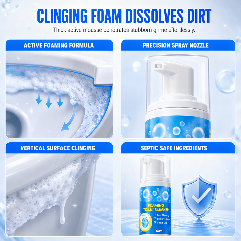 Clean Toilet Bowls Instantly! Deep Cleaning Foaming Mousse
