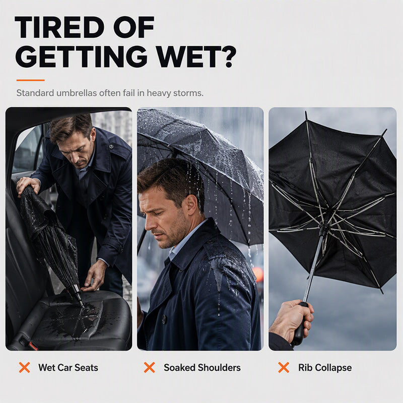 Stay Bone-Dry Instantly! 130cm 12-Rib Windproof Family Umbrella