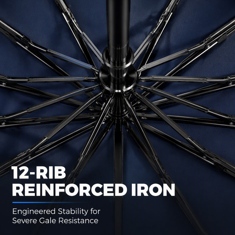 Stay Bone-Dry Instantly! 130cm 12-Rib Windproof Family Umbrella