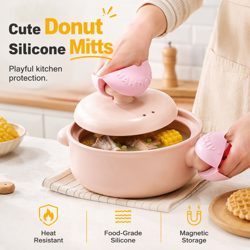 Grip Hot Pans Instantly! Cute Donut Silicone Pinch Mitts