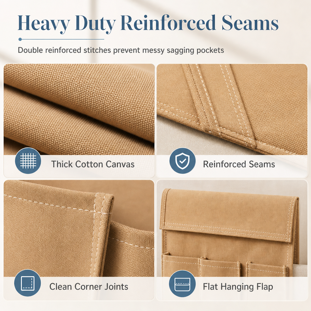 Canvas Sofa Armrest Organizer with Pockets