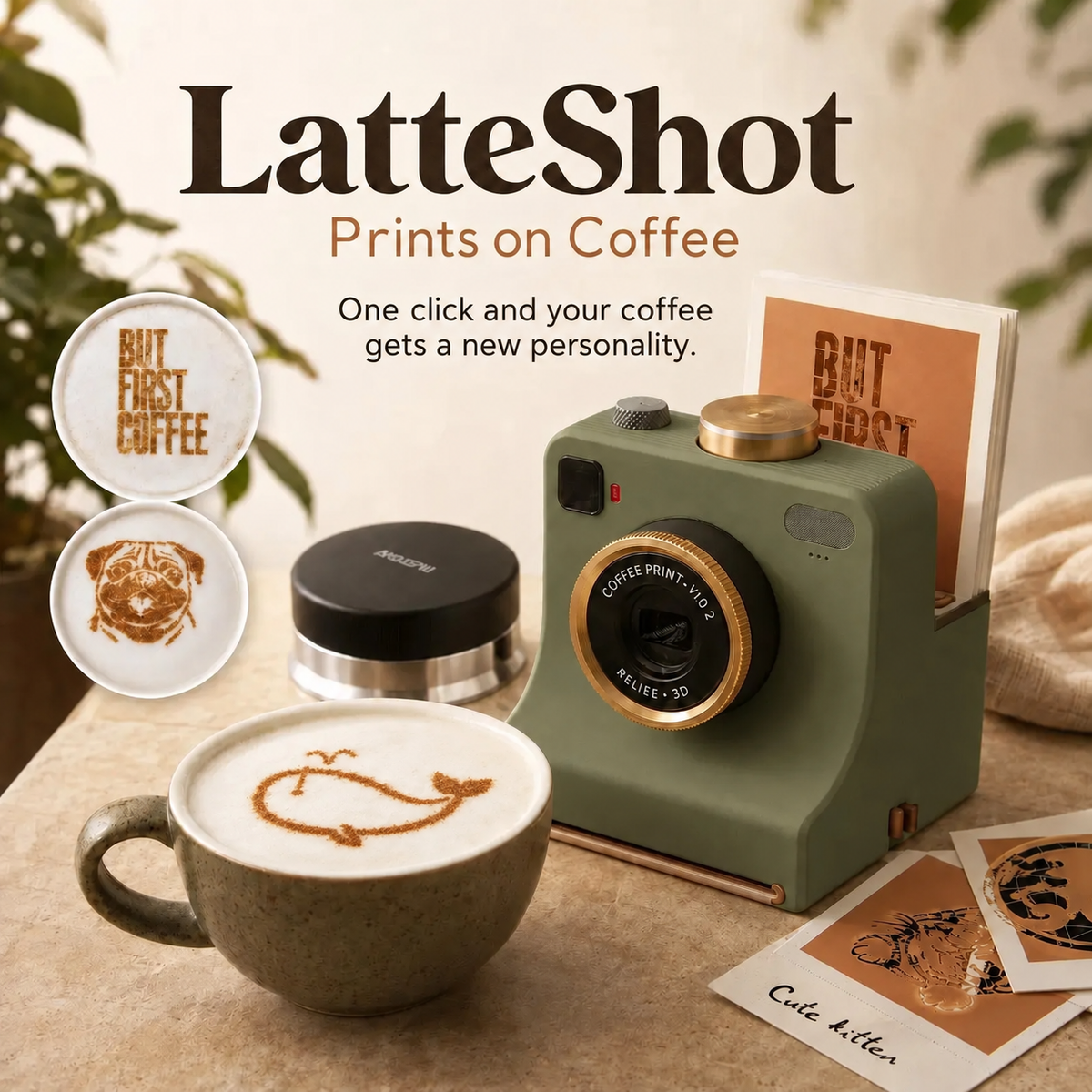 Create Latte Art Instantly! 30-Stencil Mechanical Coffee Printer