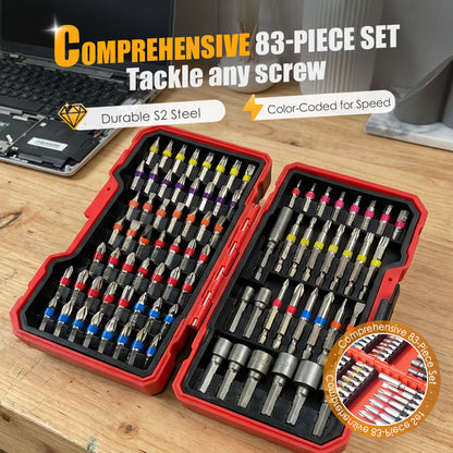 Fix Any Screw Instantly! 83-Piece S2 Steel Screwdriver Bit Set