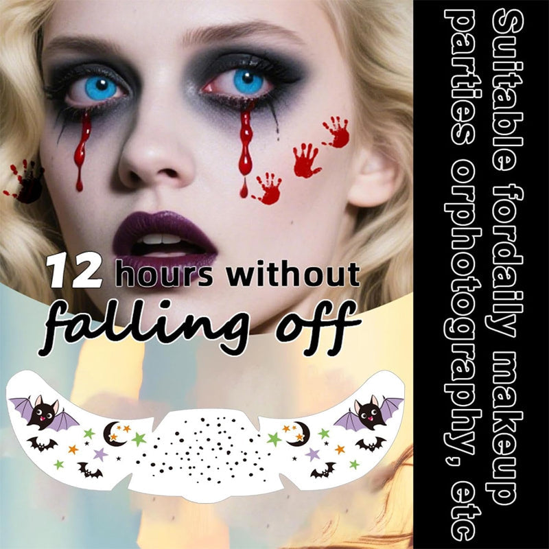 Scare Everyone Instantly! Waterproof Halloween Face Tattoo Stickers