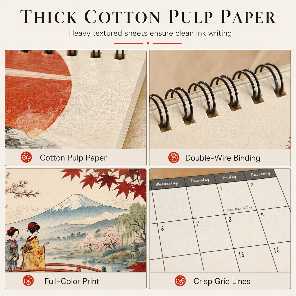 Add Ukiyo-e Charm Instantly! 2027 Japanese Art Wall Calendar