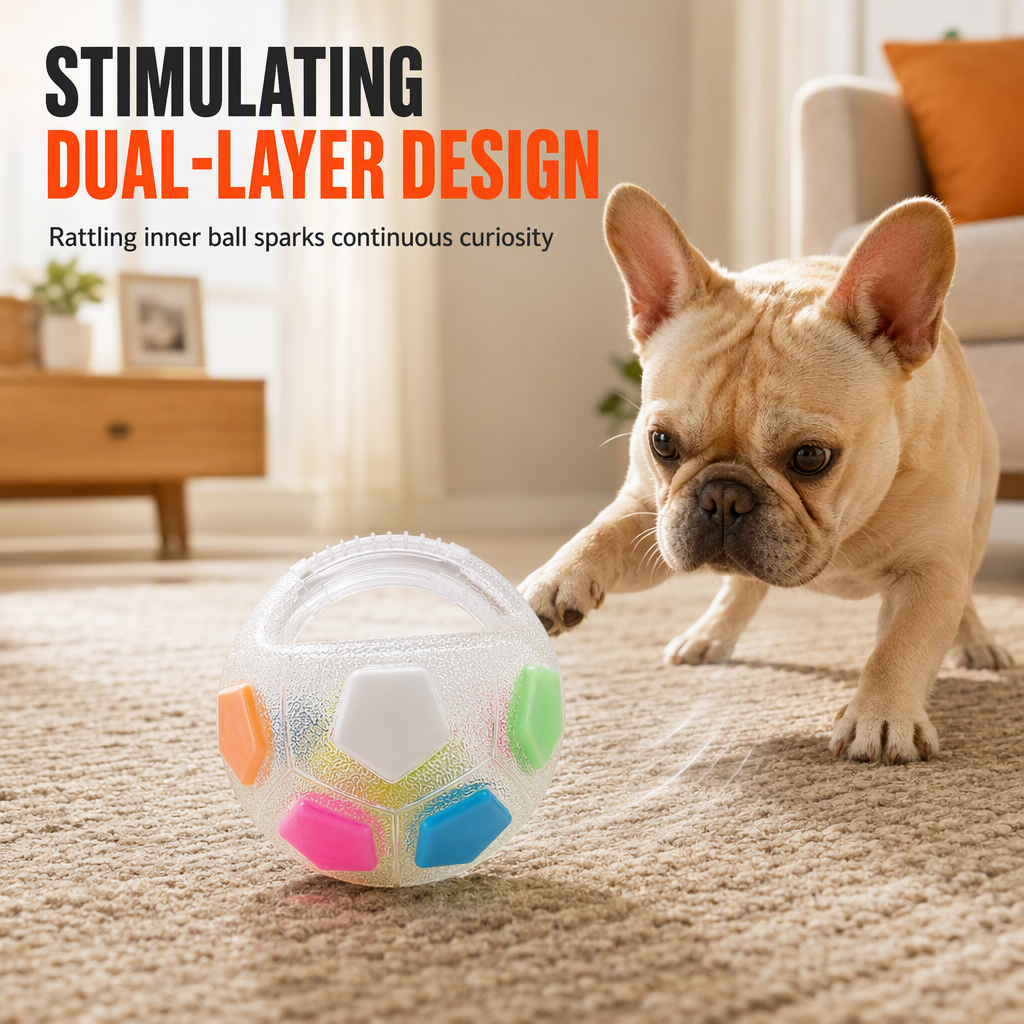 Play Fetch & Tug Instantly! Interactive Dog Soccer Ball with Grab Tabs