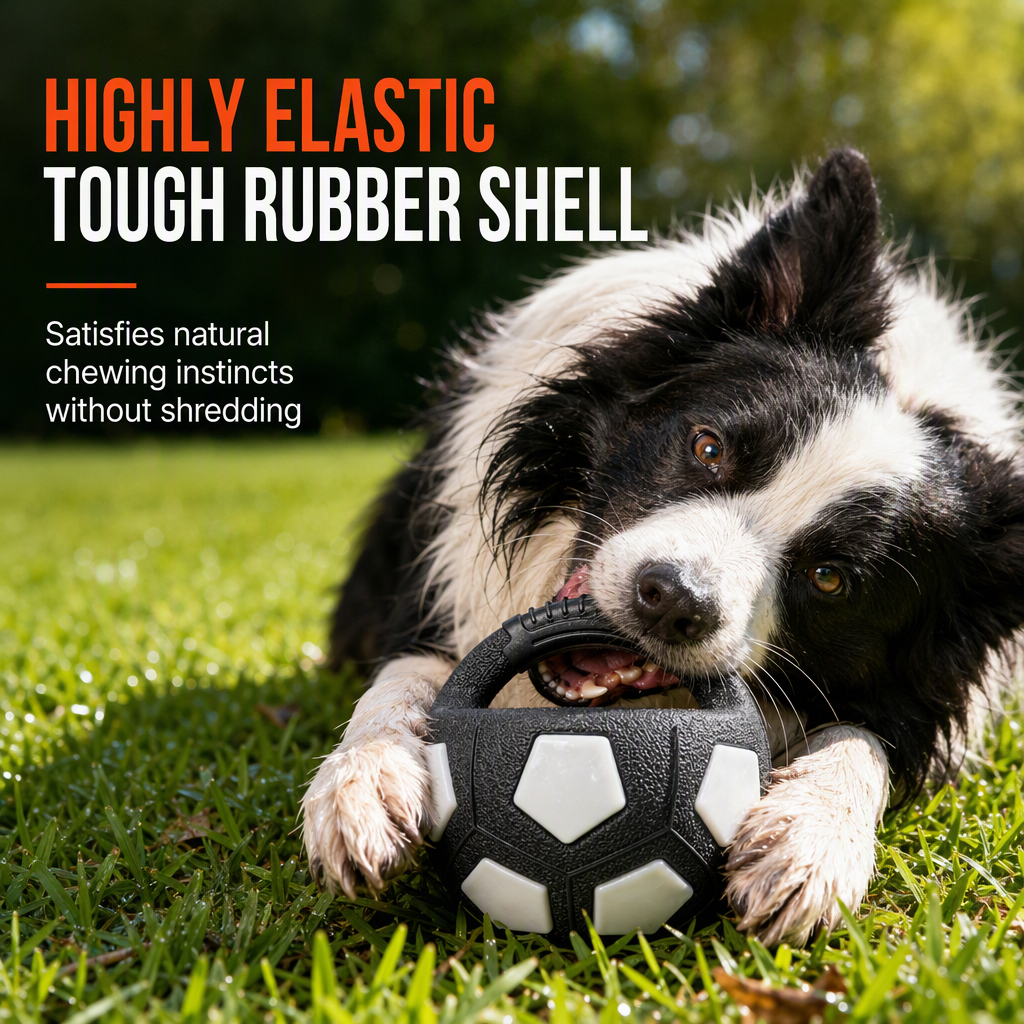 Play Fetch & Tug Instantly! Interactive Dog Soccer Ball with Grab Tabs