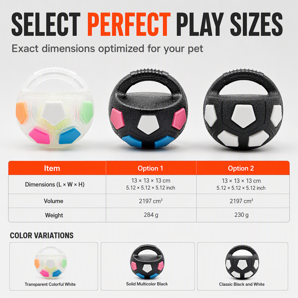 Play Fetch & Tug Instantly! Interactive Dog Soccer Ball with Grab Tabs