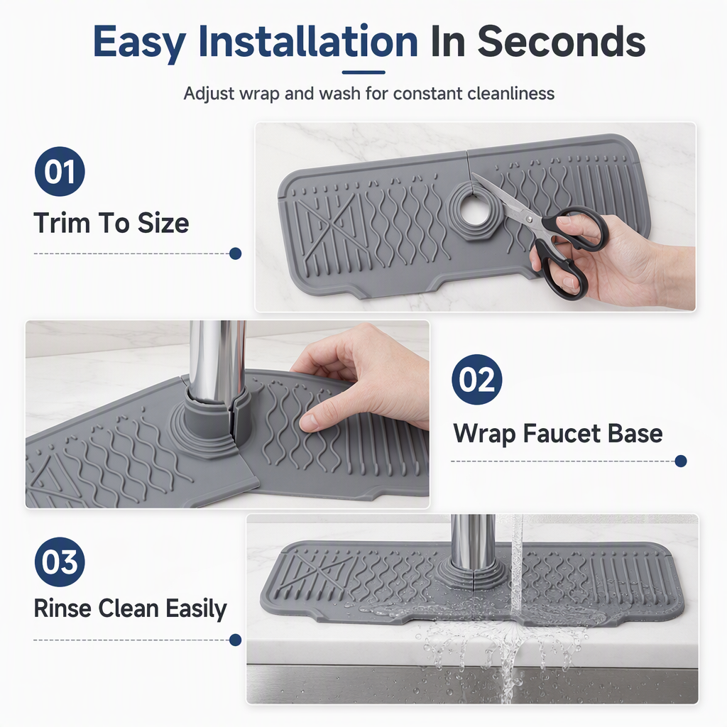 Foldable Silicone Faucet Splash Guard Mat
