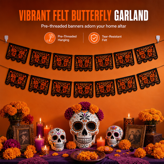 Decorate Altars Instantly! Day of the Dead Butterfly Banner