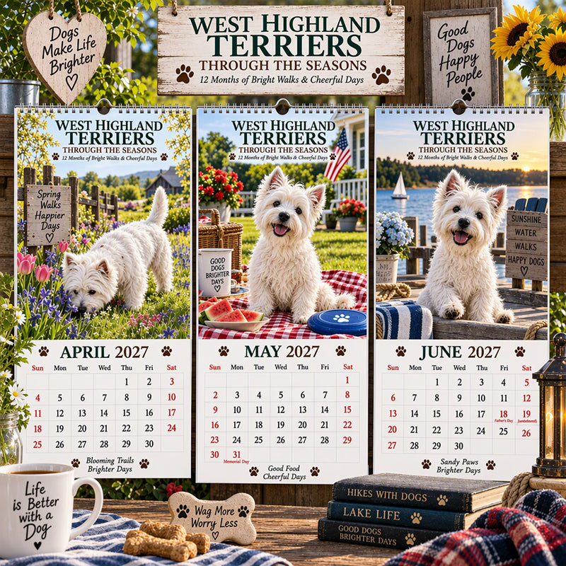 Add Westie Charm Instantly! 2027 Westie Wall Calendar