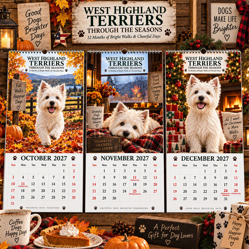 Add Westie Charm Instantly! 2027 Westie Wall Calendar