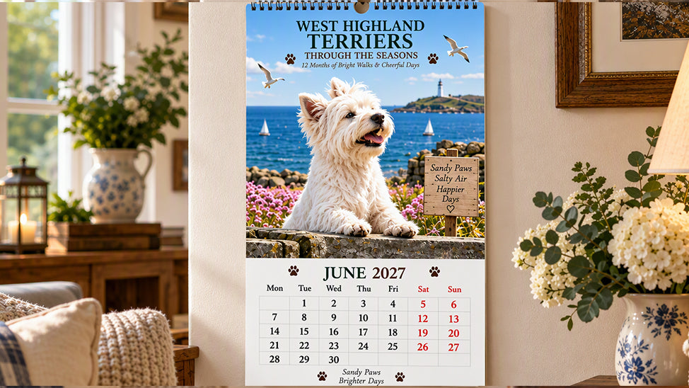 Add Westie Charm Instantly! 2027 Westie Wall Calendar